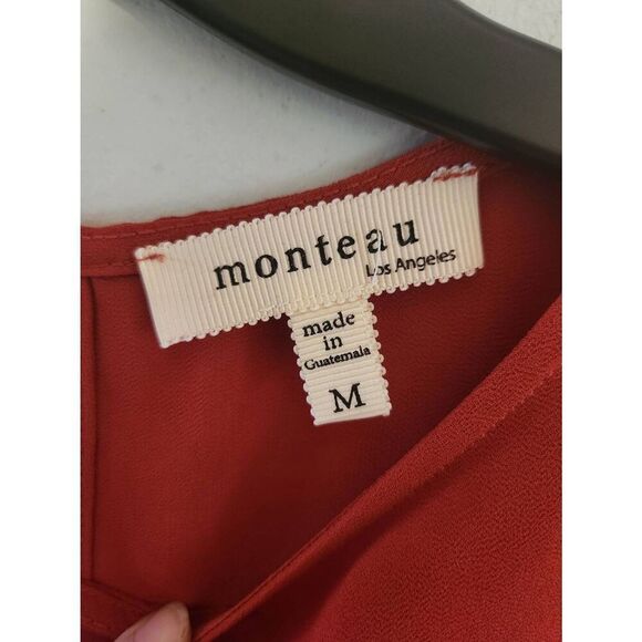 Monteau Los Angeles Light Weight Blouse Red Size M - Picture 2 of 3